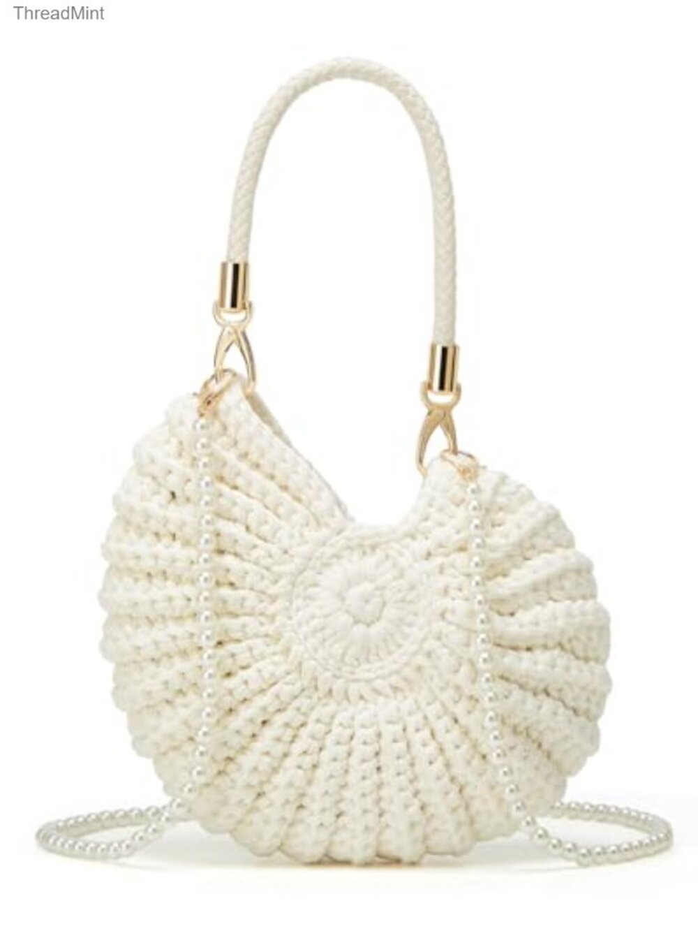 Crochet Shell Boho Beach Bag Shoulder Crossbody Handwoven Summer Purse